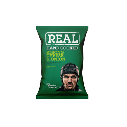 Real Strong Cheddar & Onion Hand Cooked Crisps 150g