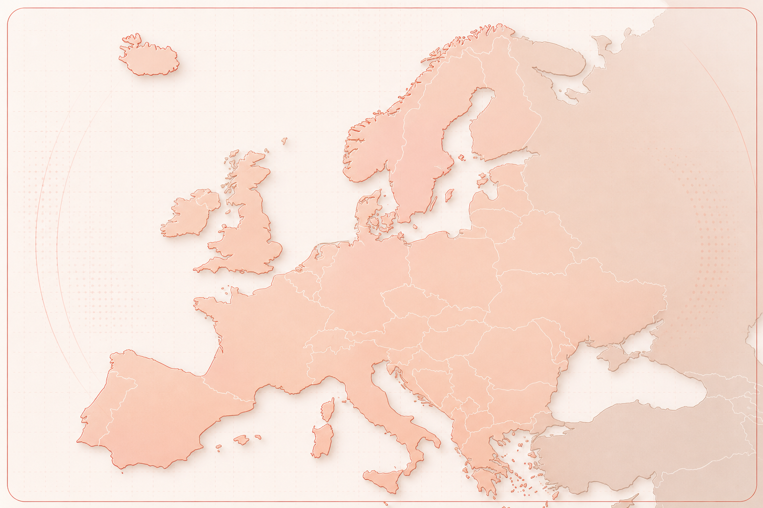 Map of Europe showing imported food countries available at FoodieMarket